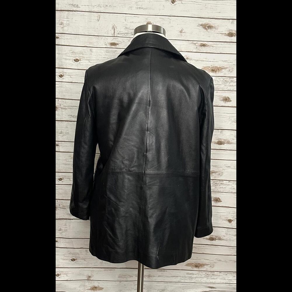 London Fog mob wife black leather jacket Size Large - Picture 6 of 7